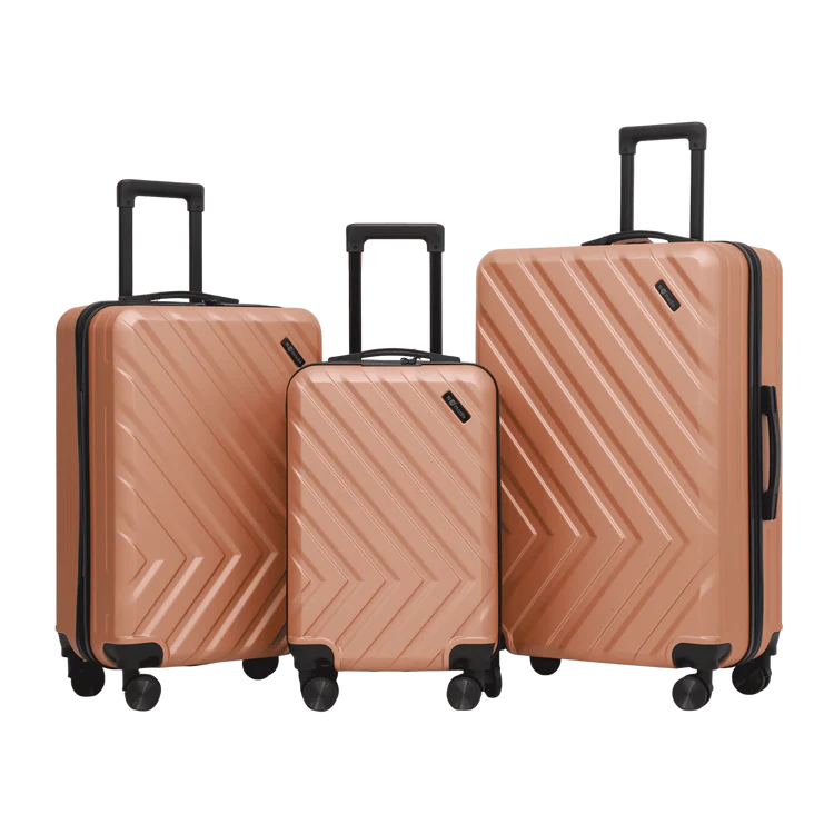 Nomado Horizon 2.0 luggage set in gold/pink with three sizes