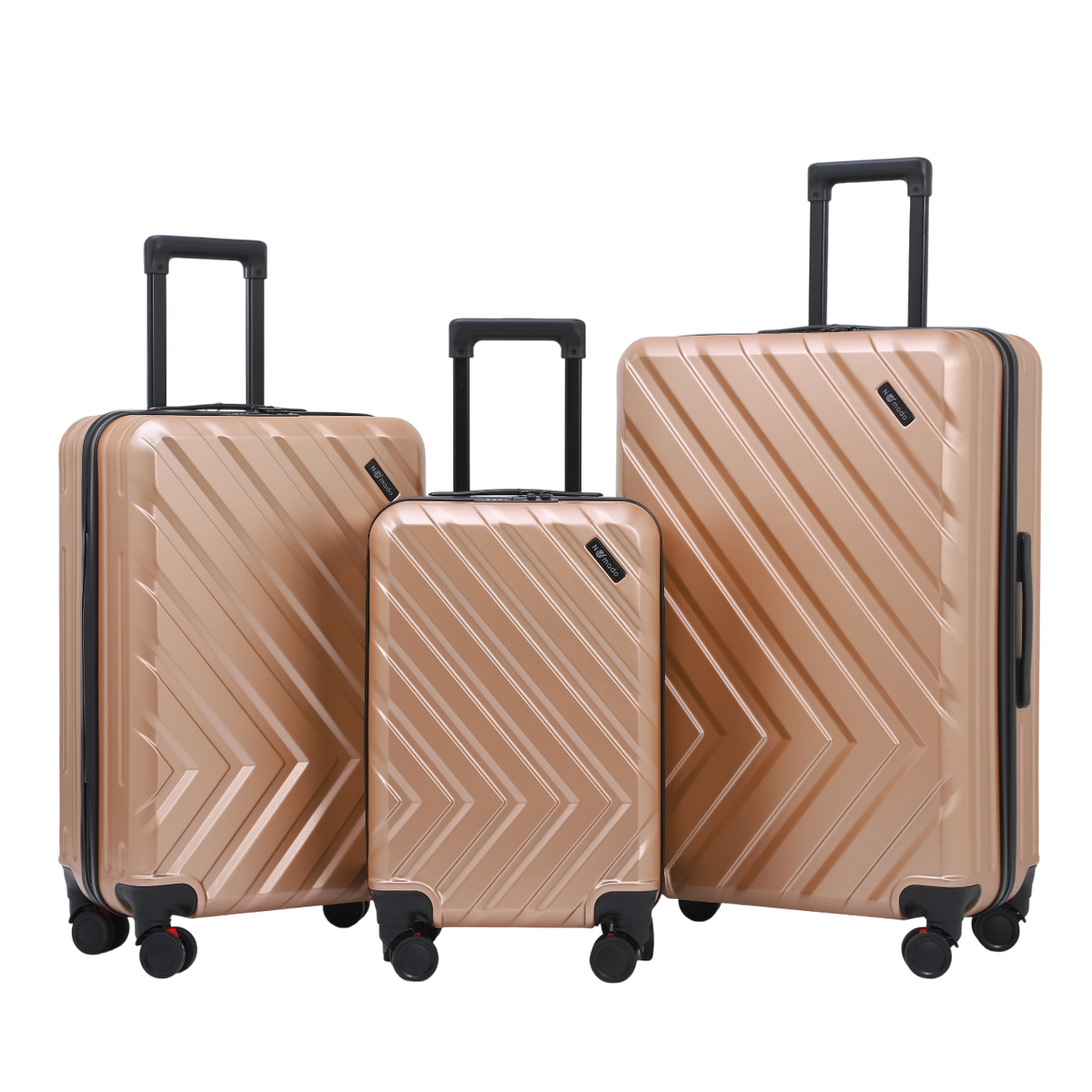 Horizon 2.0 luggage set in gold with three sizes, a telescopic handle and wheels