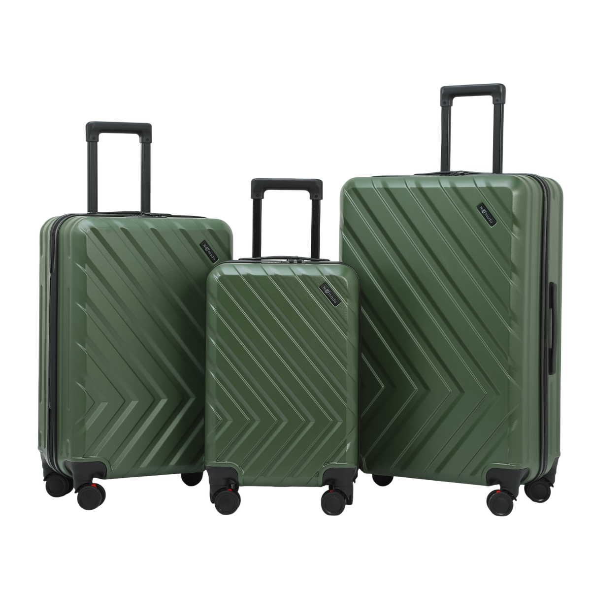 Horizon 2.0 luggage set in green with three sizes, a telescopic handle and wheels