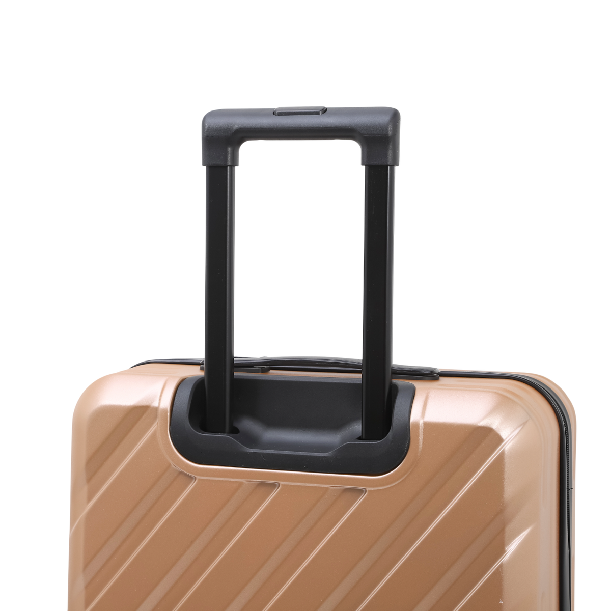 Nomado Horizon suitcase in gold with a telescopic handle – close-up