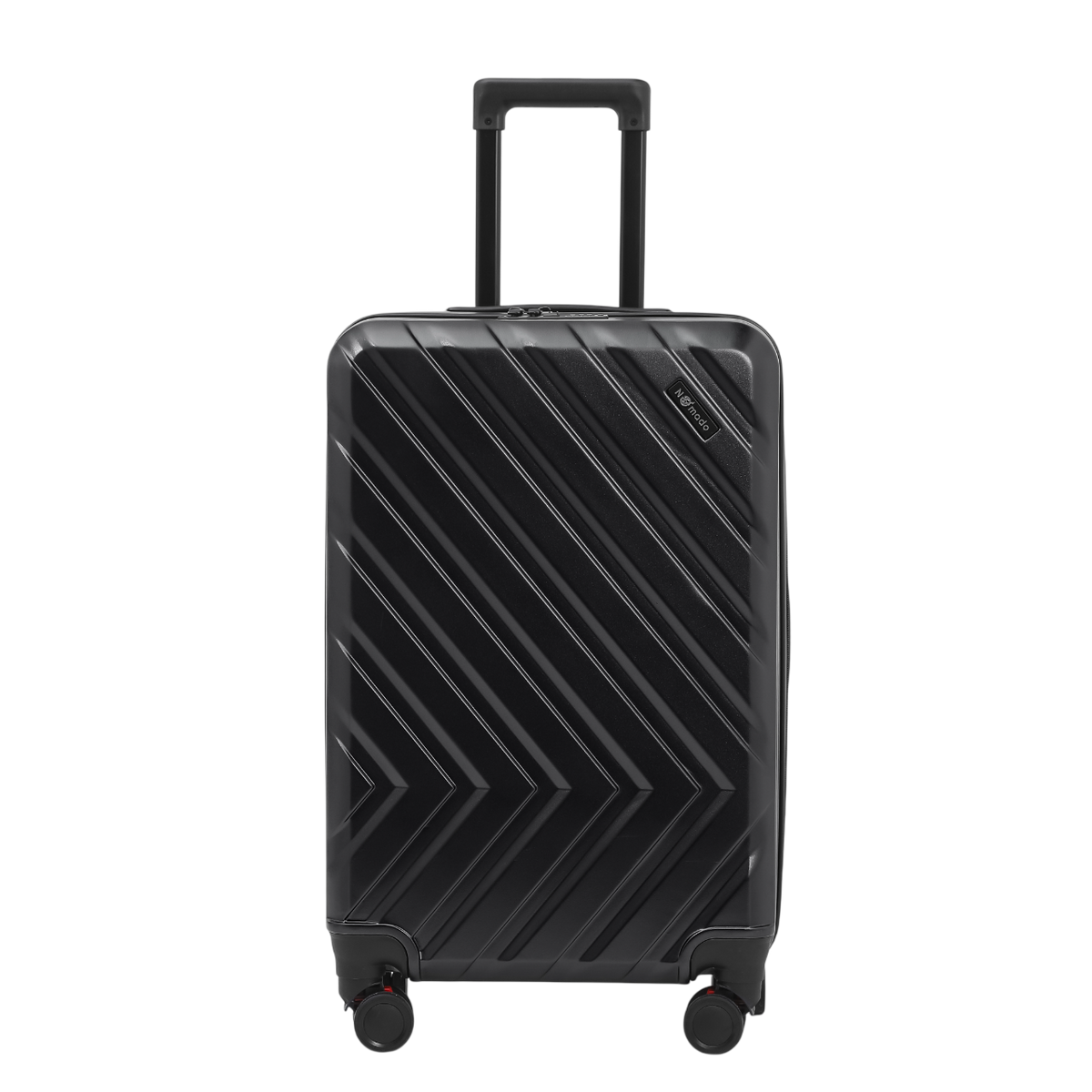 Nomado Horizon 2.0 suitcase in black with a telescopic handle and a chevron pattern