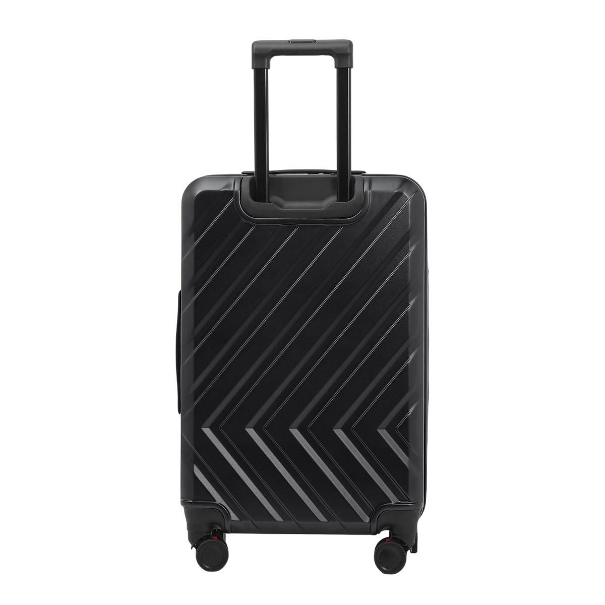Horizon suitcase in black with a telescopic handle and a pattern – rear view