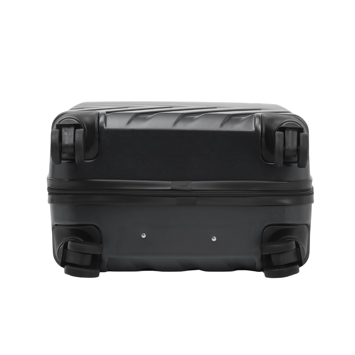 Nomado Horizon suitcase in black made of polycarbonate with wheels and a zipper – underside