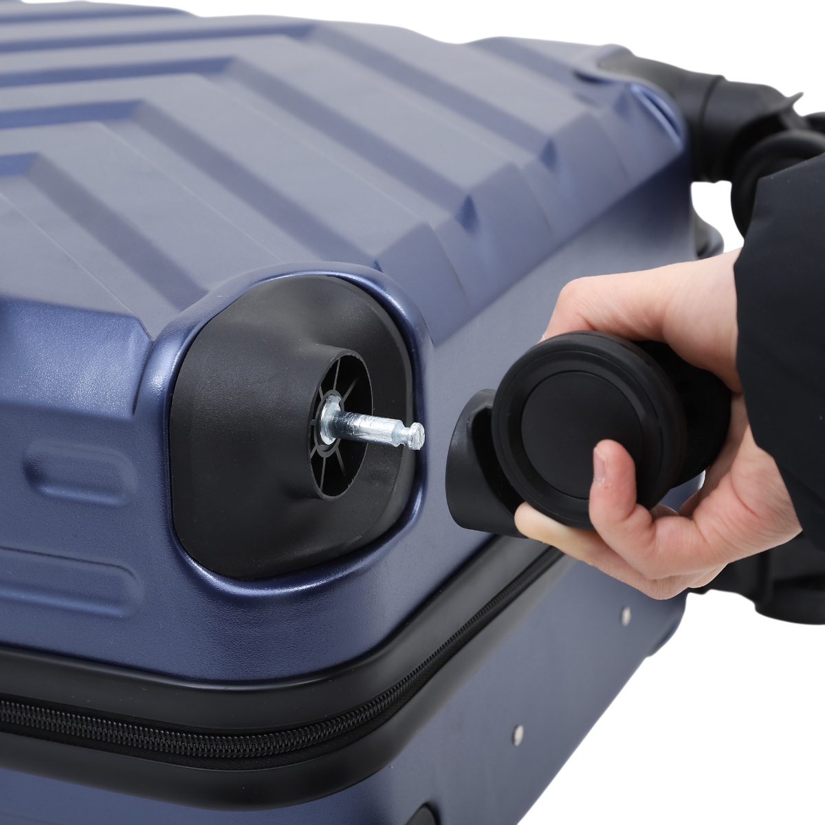 Nomado Horizon 2.0 koffer in blauw met afneembare wielen – close-up